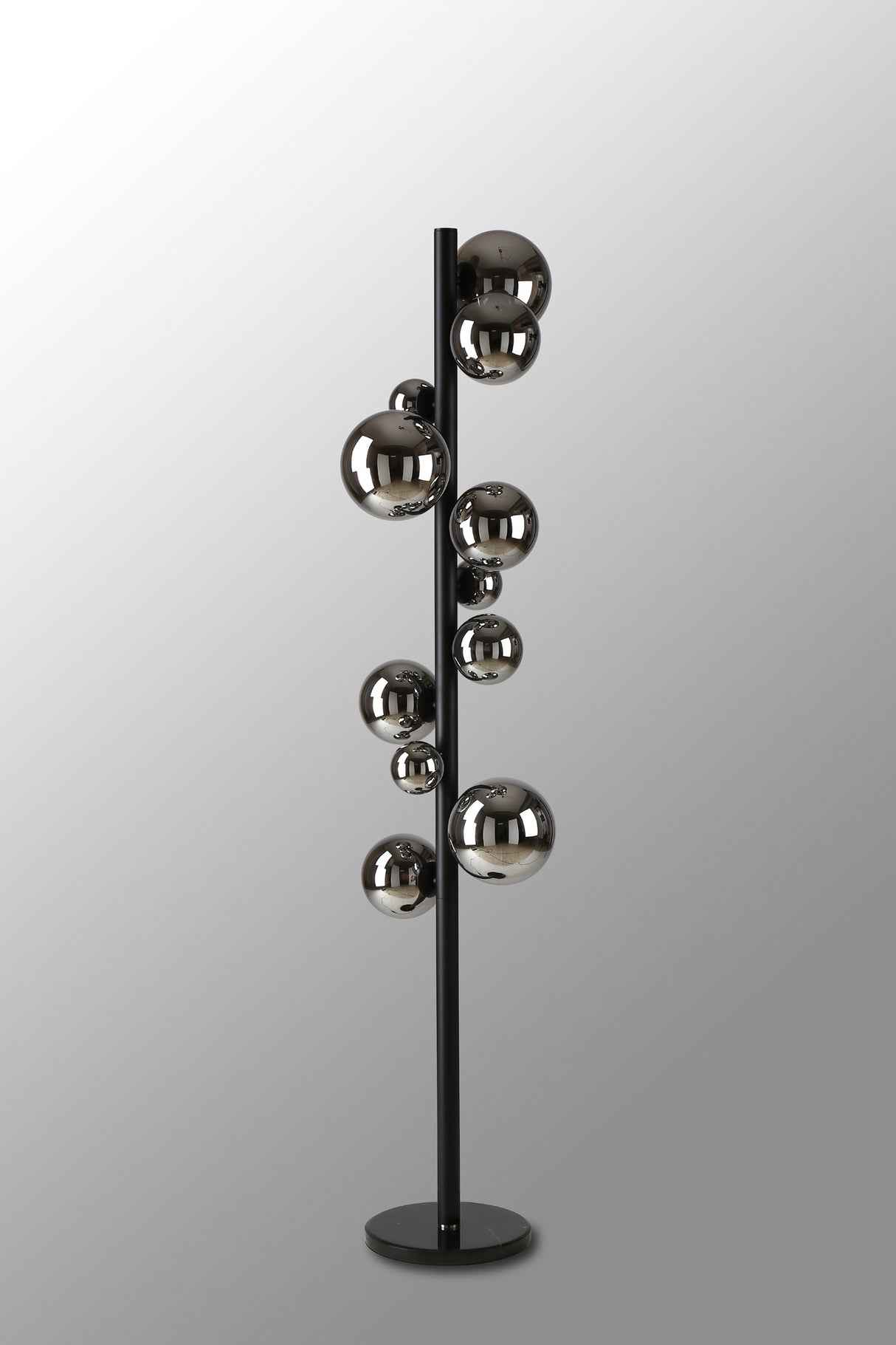Ferguson Floor Lamp, 11 x G9, Satin Black, Chrome Plated Glass