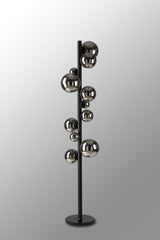 Ferguson Floor Lamp, 11 x G9, Satin Black, Chrome Plated Glass