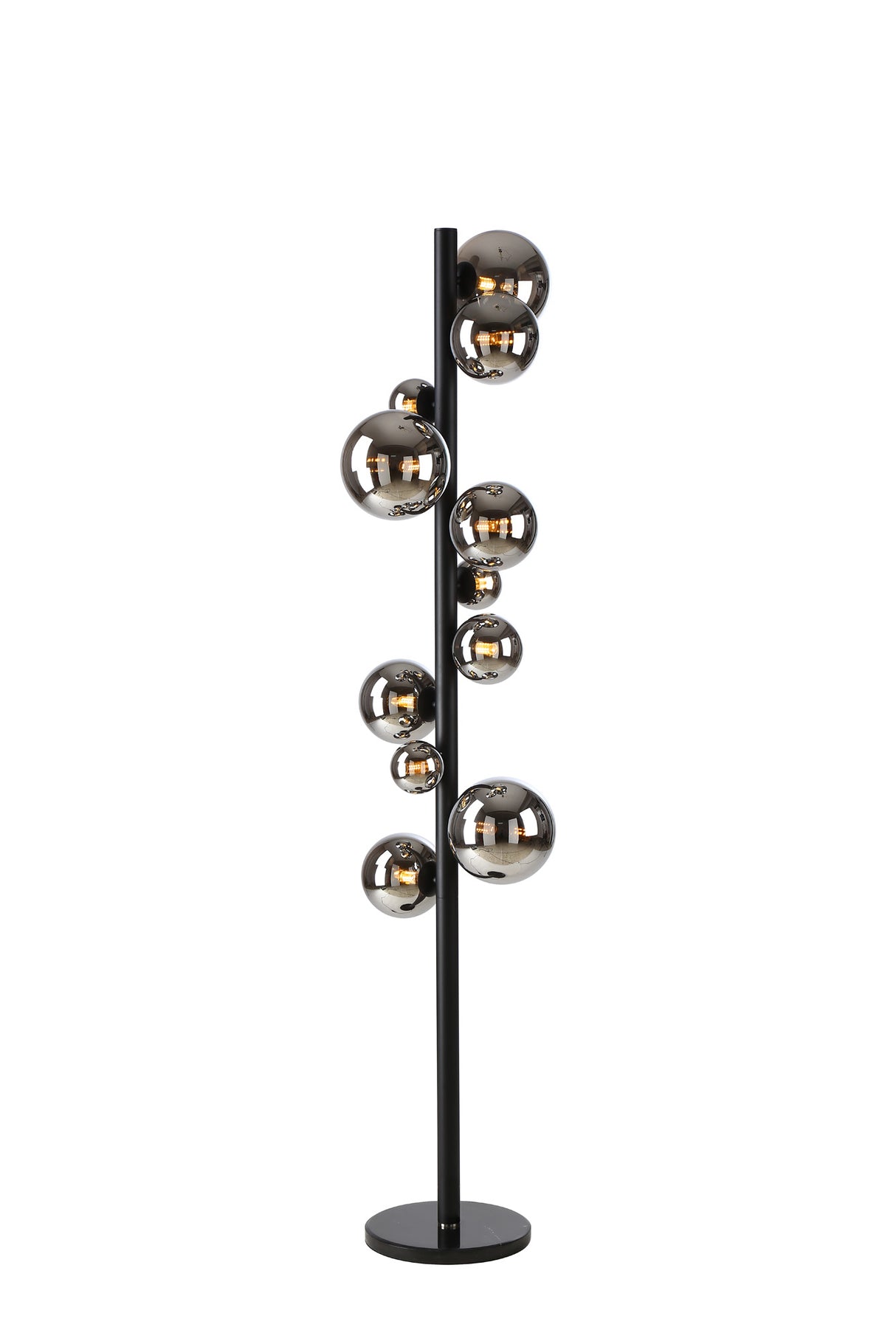 Ferguson Floor Lamp, 11 x G9, Satin Black, Chrome Plated Glass