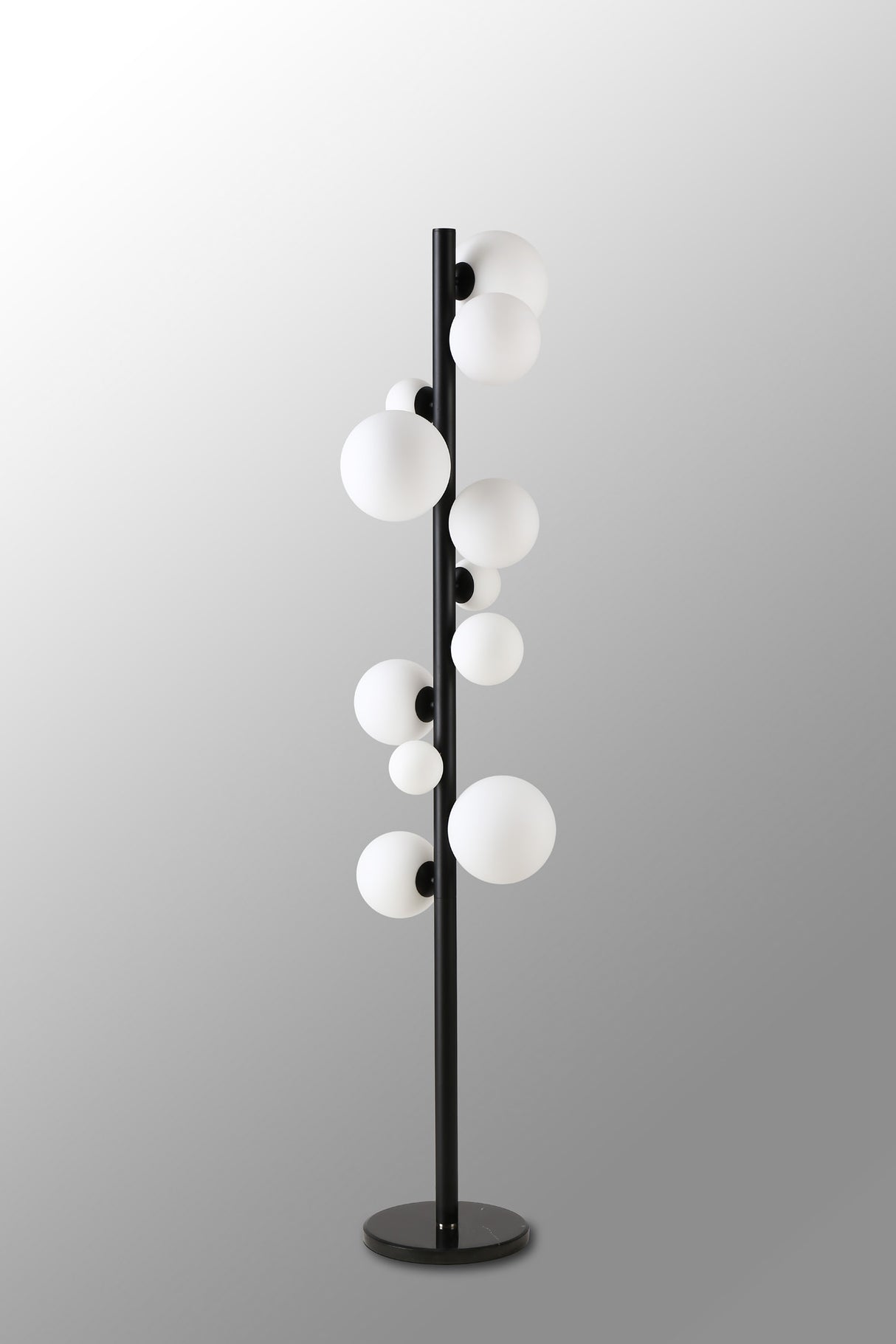Ferguson Floor Lamp, 11 x G9, Satin Black, Opal Glass