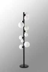 Ferguson Floor Lamp, 11 x G9, Satin Black, Opal Glass