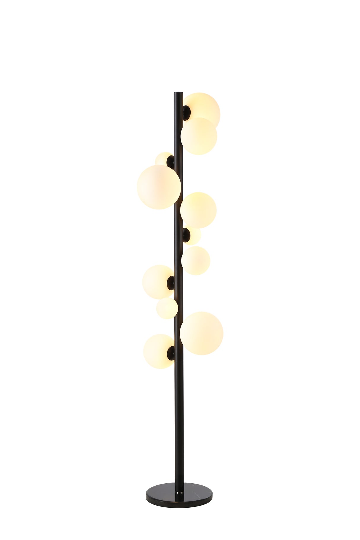 Ferguson Floor Lamp, 11 x G9, Satin Black, Opal Glass