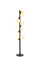Ferguson Floor Lamp, 11 x G9, Satin Black, Opal Glass
