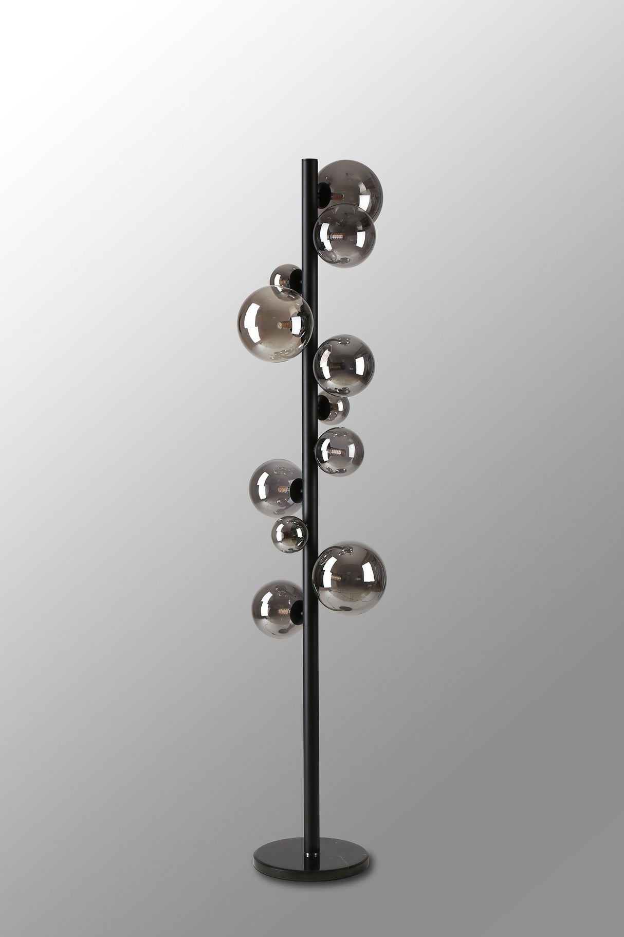 Ferguson Floor Lamp, 11 x G9, Satin Black, Smoke Plated Glass