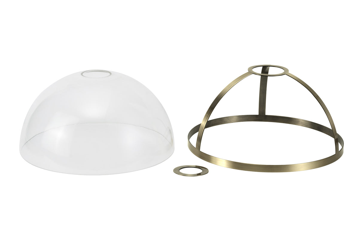 Munro Round 30cm Antique Brass / Clear Glass Shade (E), With Metal Trim