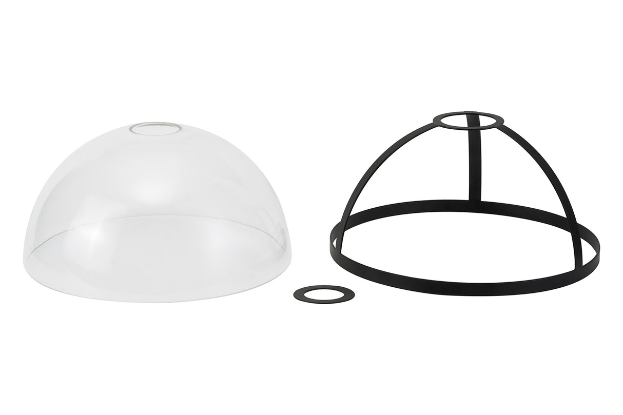 Munro Round 30cm Matt Black / Clear Glass Shade (E), With Metal Trim
