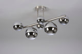 Ferguson Semi Flush Ceiling Light, 6 x G9, Satin Nickel, Chrome Plated Glass