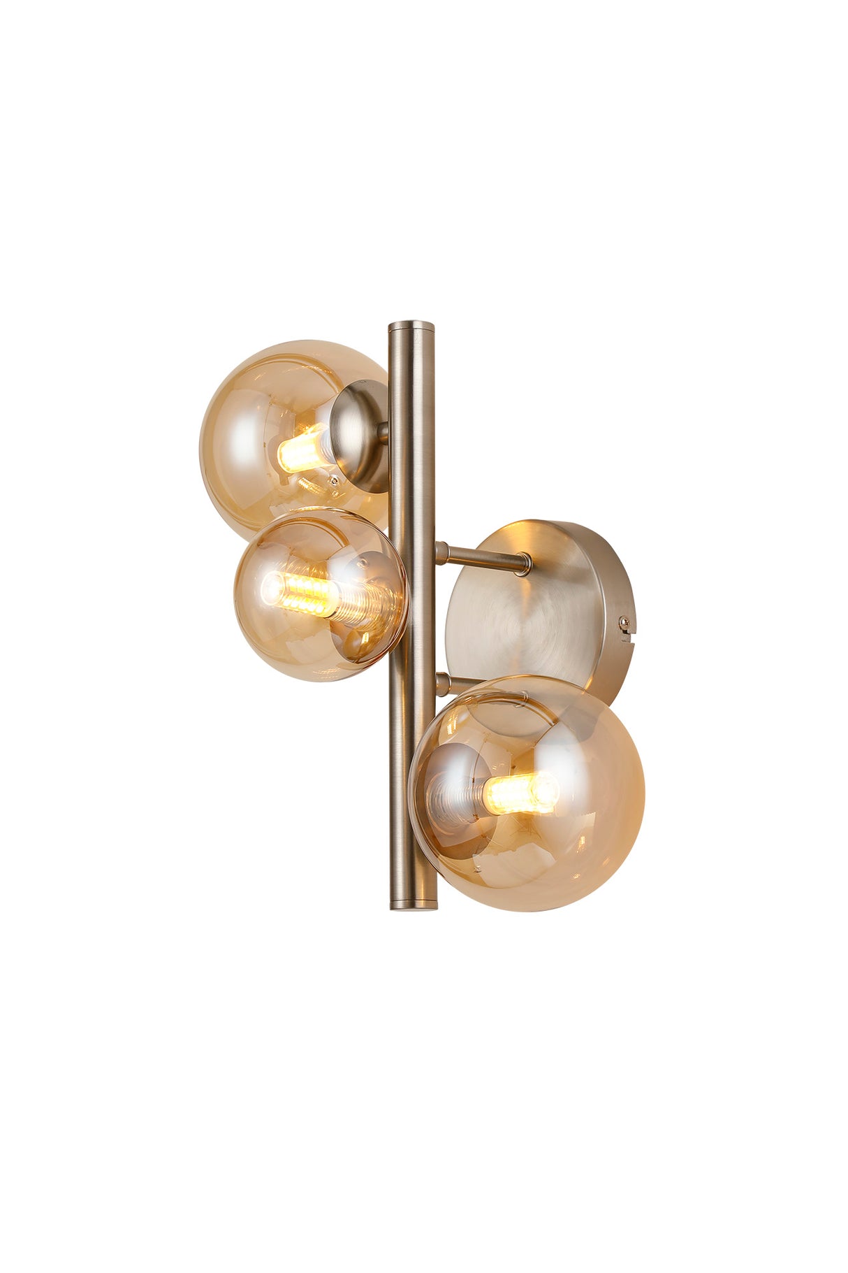 Ferguson Wall Lamp, 3 x G9, Satin Nickel, Amber Plated Glass