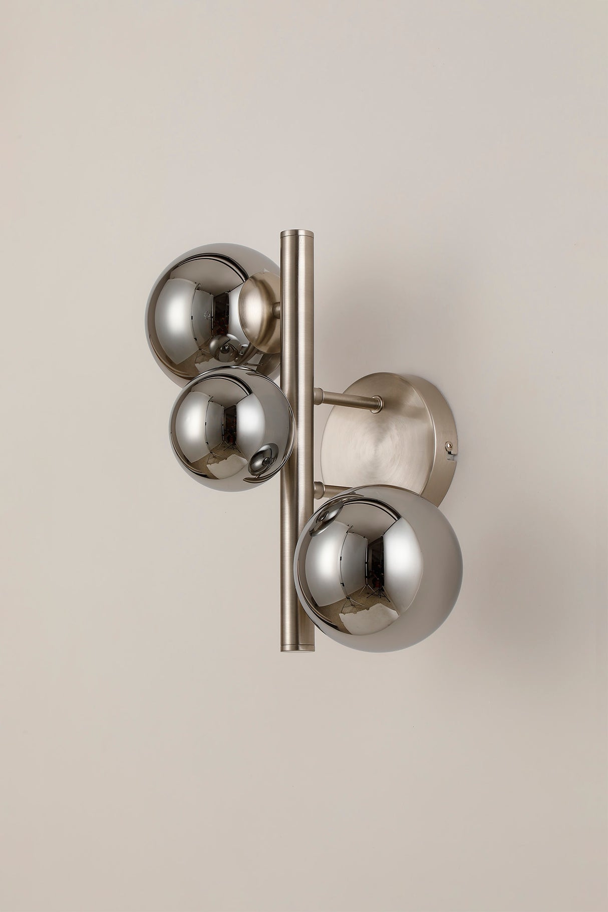 Ferguson Wall Lamp, 3 x G9, Satin Nickel, Chrome Plated Glass