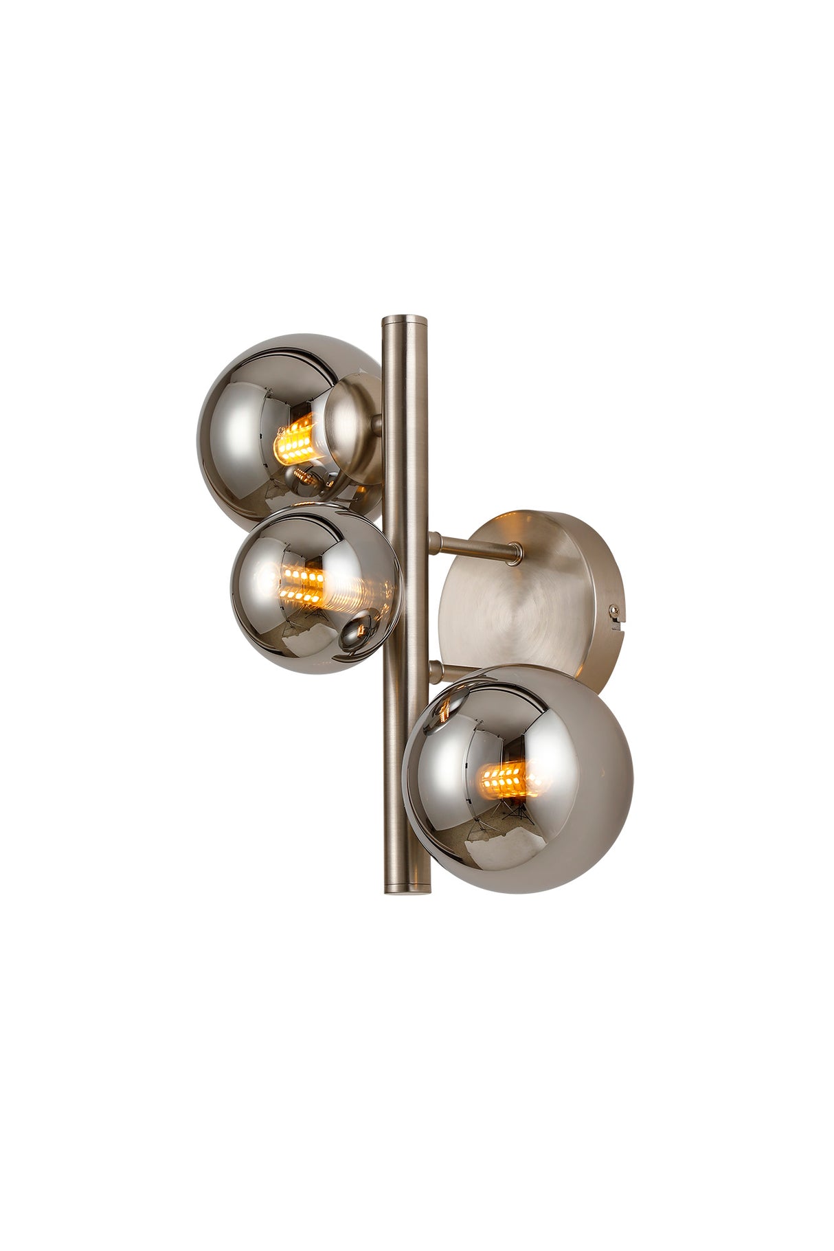 Ferguson Wall Lamp, 3 x G9, Satin Nickel, Chrome Plated Glass
