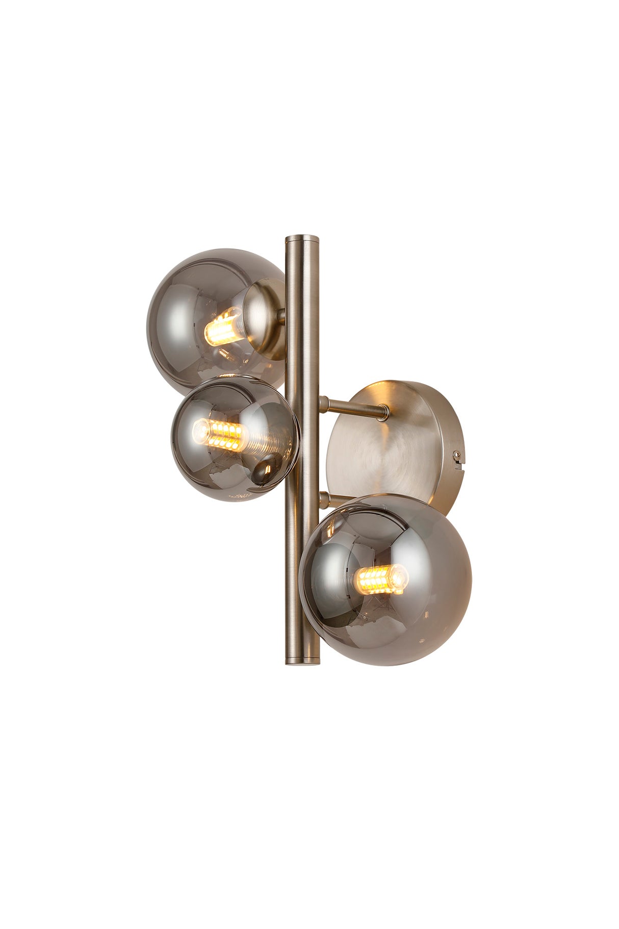Ferguson Wall Lamp, 3 x G9, Satin Nickel, Smoke Plated Glass