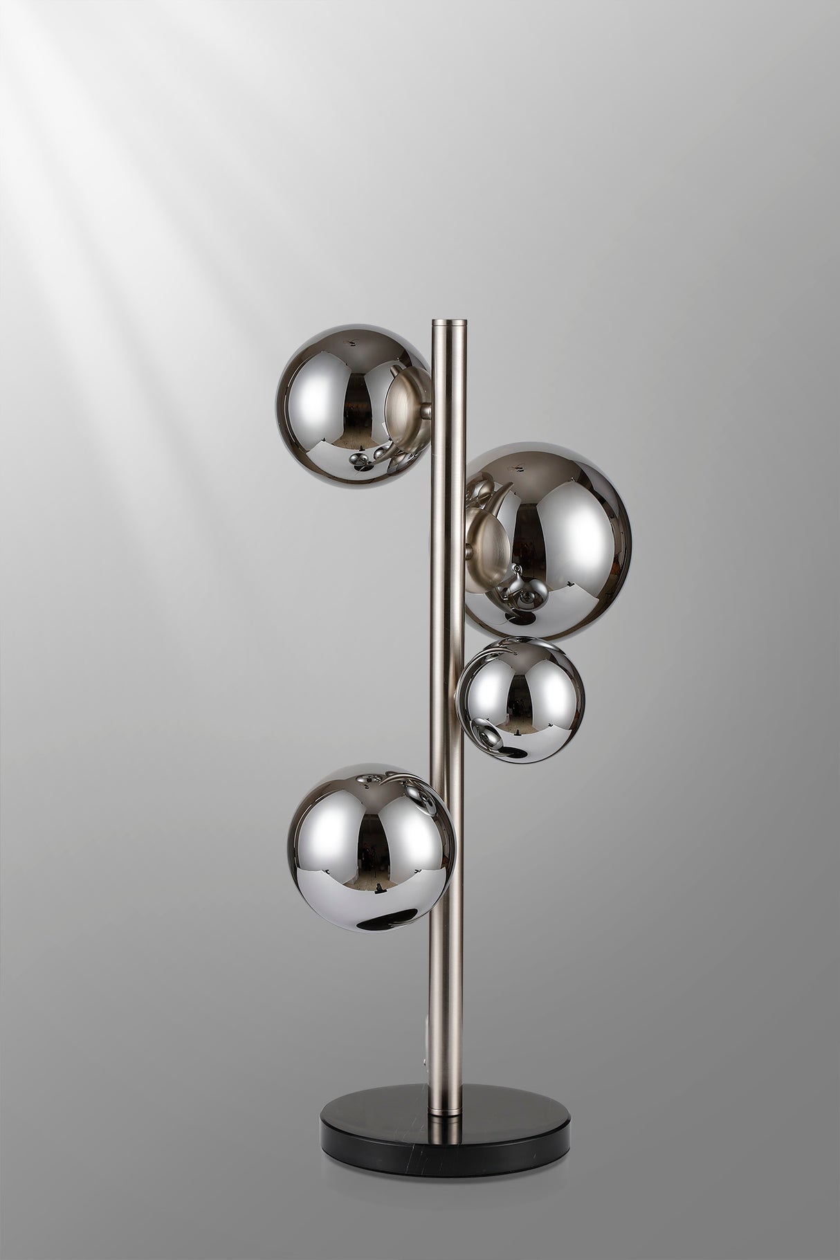 Ferguson Table Lamp, 4 x G9, Satin Nickel, Chrome Plated Glass