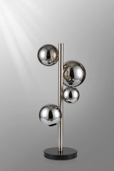 Ferguson Table Lamp, 4 x G9, Satin Nickel, Chrome Plated Glass