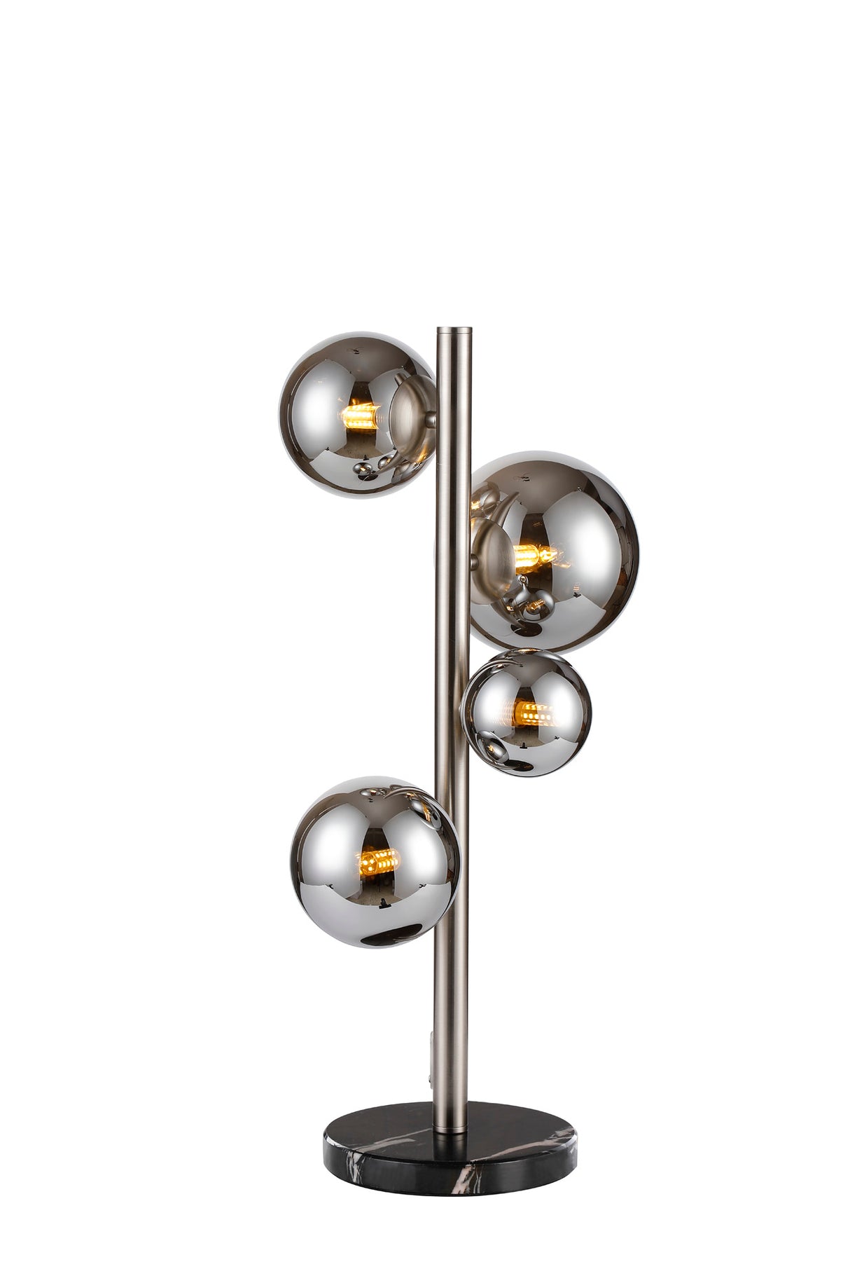 Ferguson Table Lamp, 4 x G9, Satin Nickel, Chrome Plated Glass