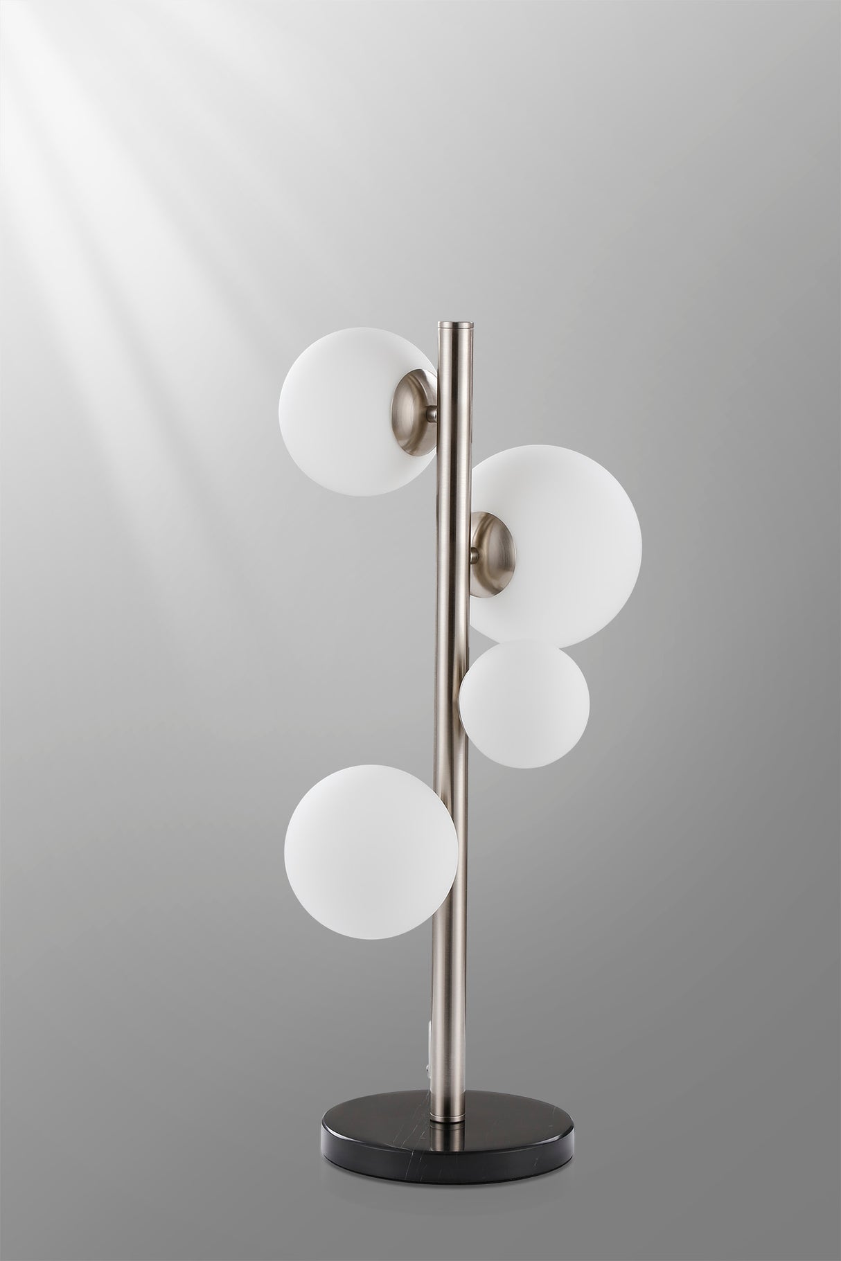 Ferguson Table Lamp, 4 x G9, Satin Nickel, Opal Glass
