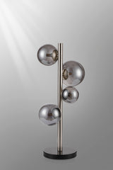 Ferguson Table Lamp, 4 x G9, Satin Nickel, Smoke Plated Glass