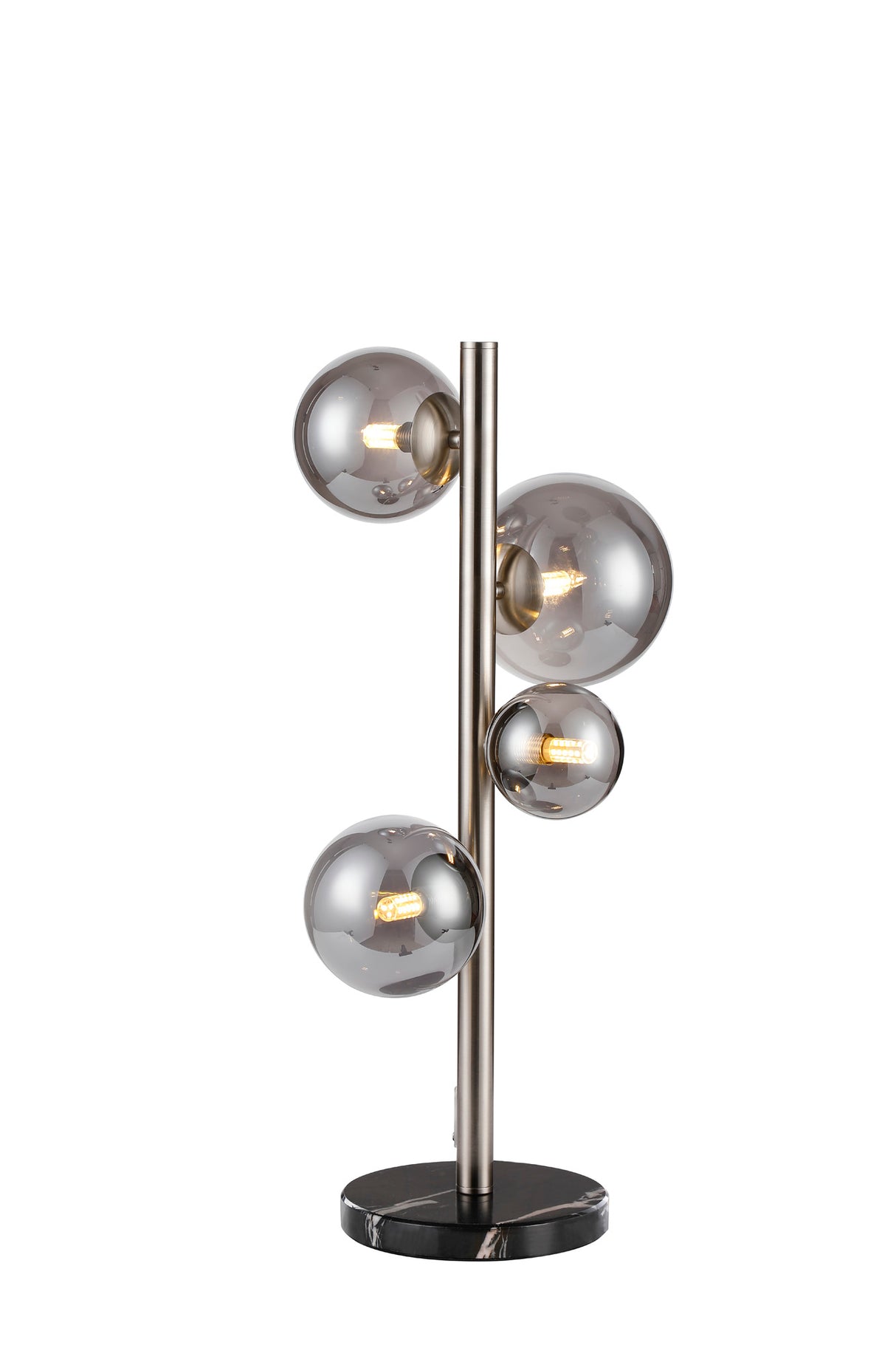 Ferguson Table Lamp, 4 x G9, Satin Nickel, Smoke Plated Glass