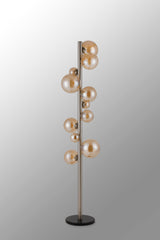 Ferguson Floor Lamp, 11 x G9, Satin Nickel, Amber Plated Glass
