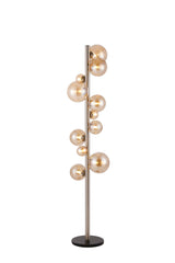 Ferguson Floor Lamp, 11 x G9, Satin Nickel, Amber Plated Glass