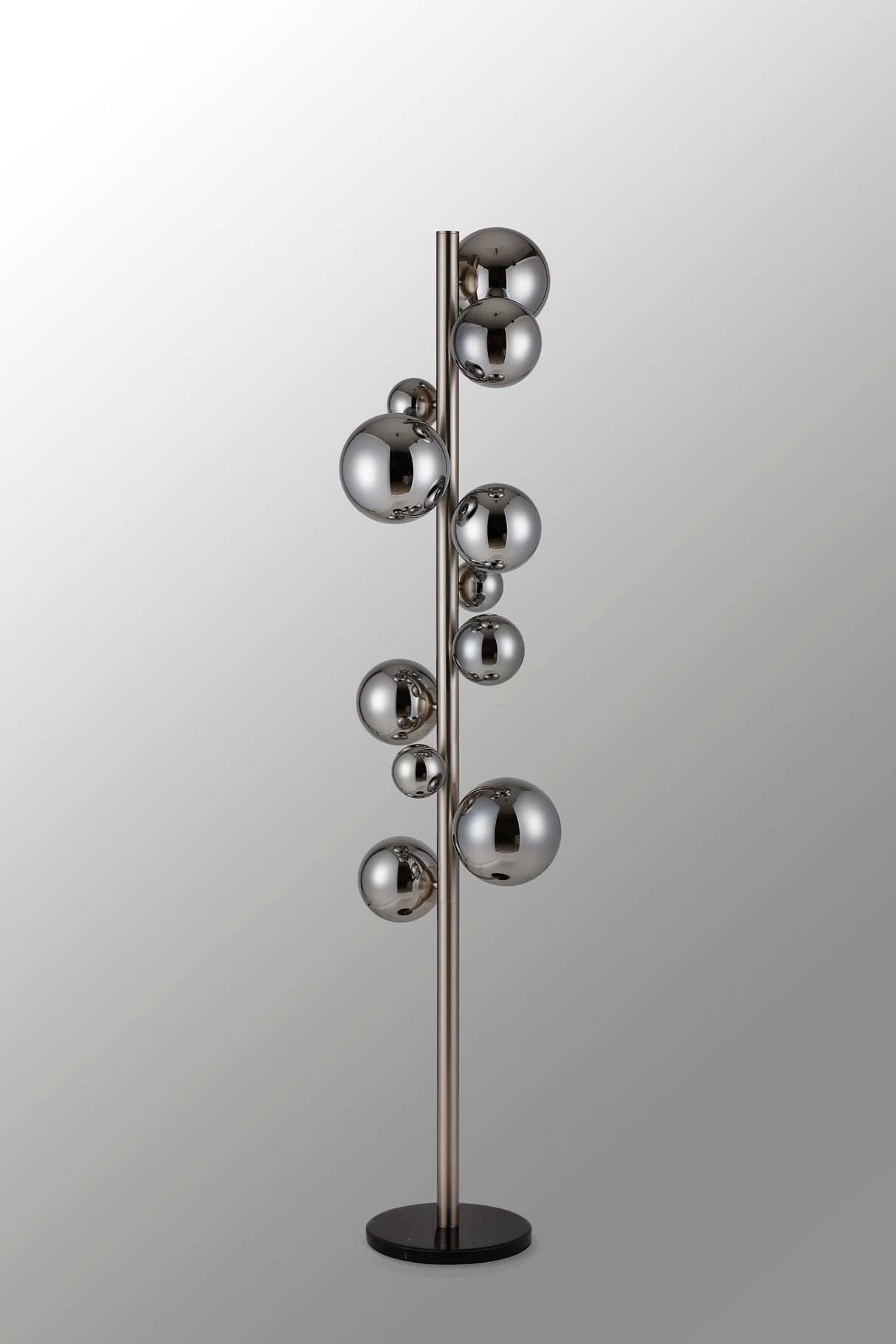 Ferguson Floor Lamp, 11 x G9, Satin Nickel, Chrome Plated Glass
