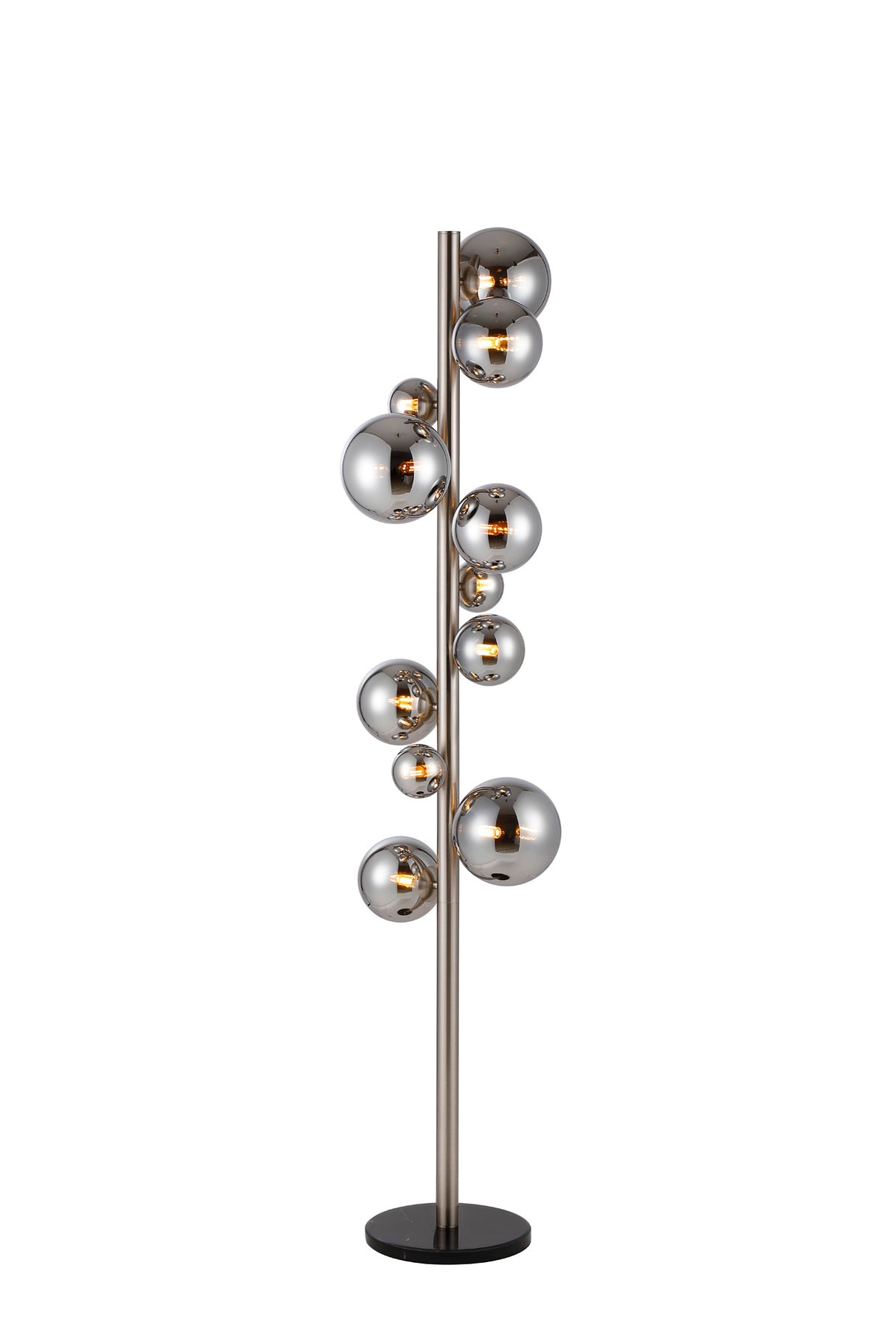 Ferguson Floor Lamp, 11 x G9, Satin Nickel, Chrome Plated Glass