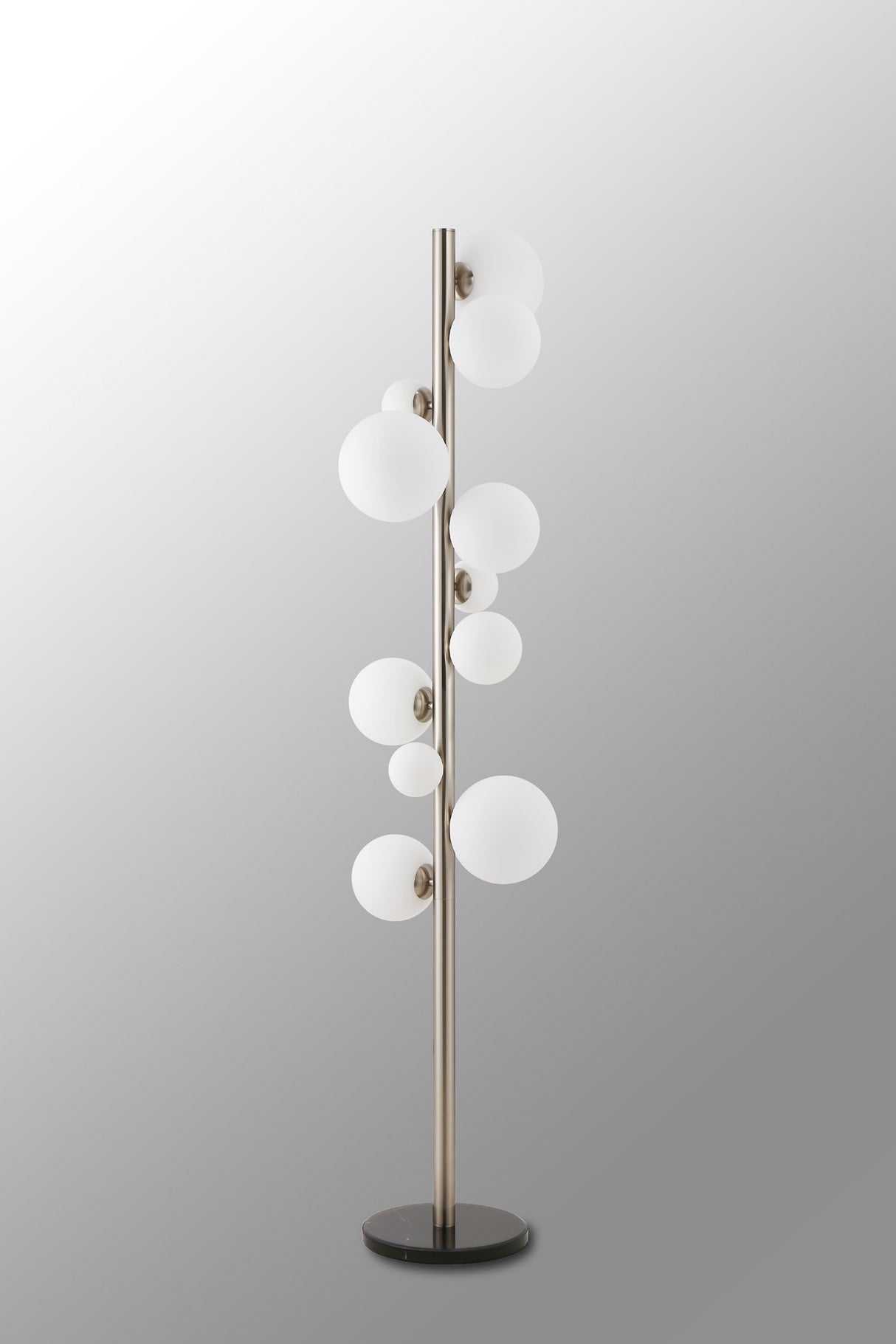 Ferguson Floor Lamp, 11 x G9, Satin Nickel, Opal Glass