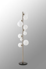 Ferguson Floor Lamp, 11 x G9, Satin Nickel, Opal Glass