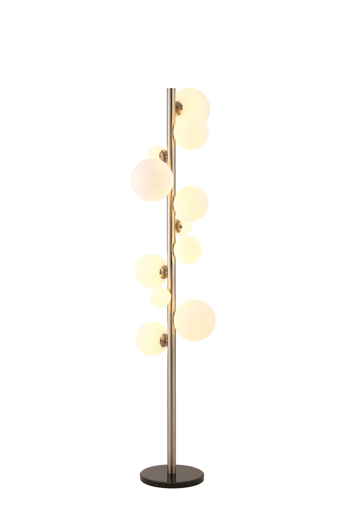 Ferguson Floor Lamp, 11 x G9, Satin Nickel, Opal Glass
