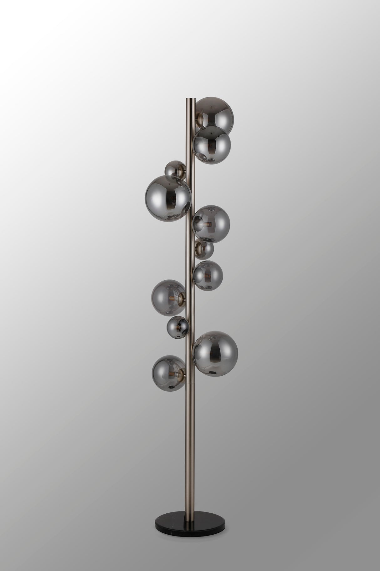Ferguson Floor Lamp, 11 x G9, Satin Nickel, Smoke Plated Glass