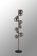 Ferguson Floor Lamp, 11 x G9, Satin Nickel, Smoke Plated Glass