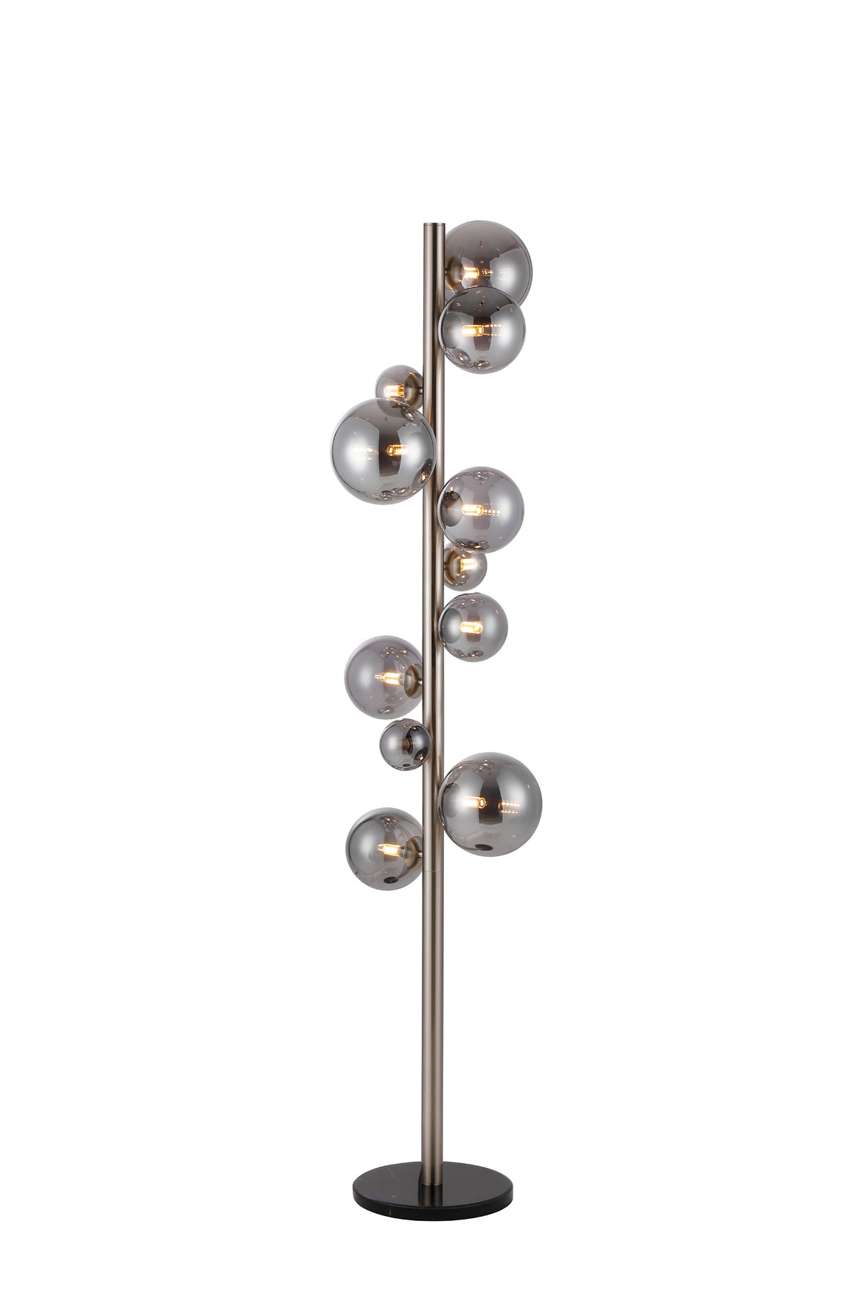 Ferguson Floor Lamp, 11 x G9, Satin Nickel, Smoke Plated Glass
