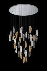 Young Pendant 6m, 32 x G9, Polished Chrome / Clear & Amber & Smoked Glass Item Weight: 64kg