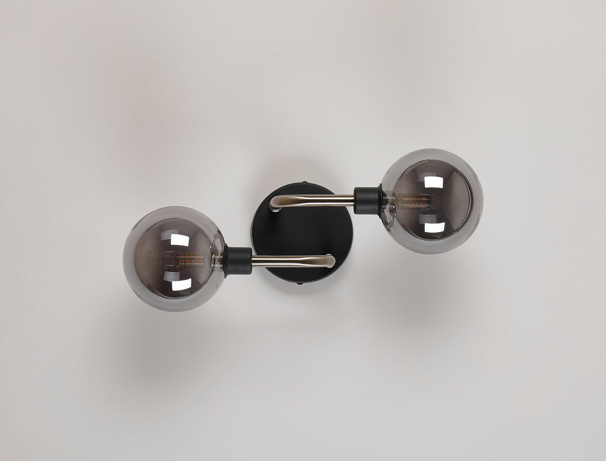 Gayle Wall Lamp, 2 Light G9, Graphite / Satin Nickel / Smoke Glass