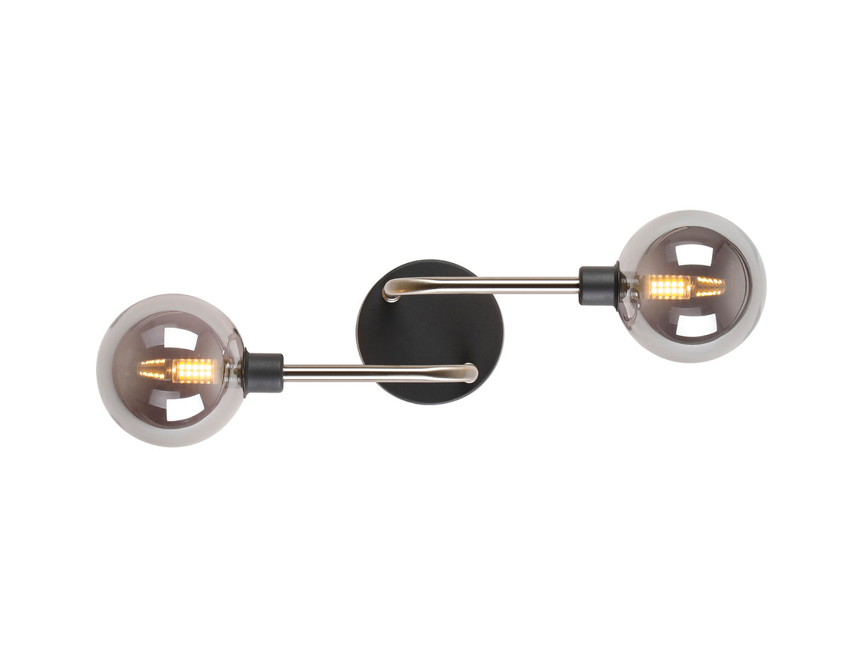 Gayle Wall Lamp, 2 Light G9, Graphite / Satin Nickel / Smoke Glass