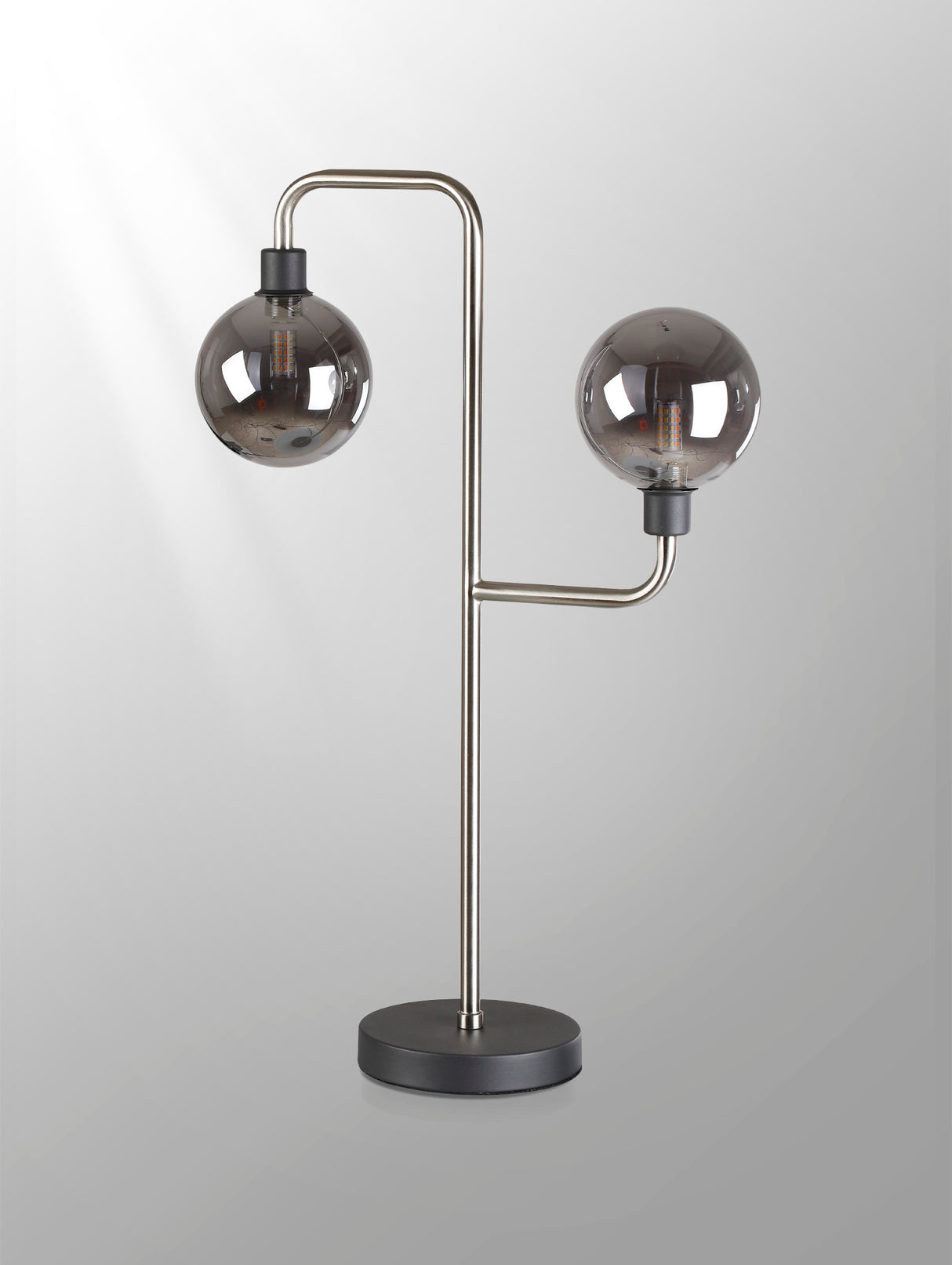 Gayle Table Lamp, 2 Light G9, Graphite / Satin Nickel / Smoke Glass