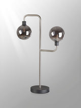 Gayle Table Lamp, 2 Light G9, Graphite / Satin Nickel / Smoke Glass