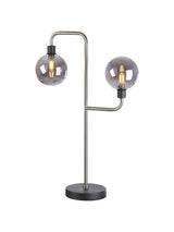 Gayle Table Lamp, 2 Light G9, Graphite / Satin Nickel / Smoke Glass