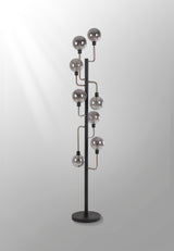 Gayle Floor Lamp, 8 Light G9, Graphite / Satin Nickel / Smoke Glass