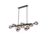 Gayle Fixed Pendant Ceiling, 10 Light G9, Graphite / Satin Nickel / Smoke Glass