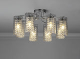 Prudhoe Semi Flush Light, 8 x E14, Polished Chrome/Crystal/Glass