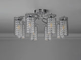 Prudhoe Semi Flush Light, 8 x E14, Polished Chrome / Crystal / Glass