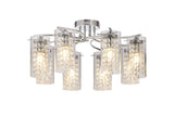 Prudhoe Semi Flush Light, 8 x E14, Polished Chrome / Crystal / Glass