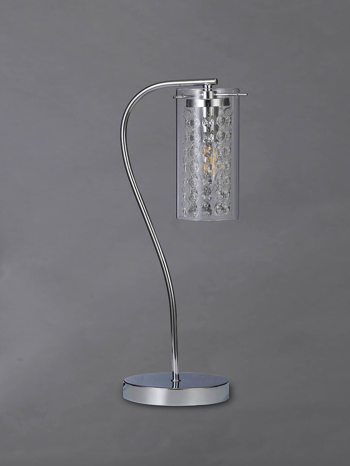 Prudhoe Table Lamp Switched, 1 x E14, Polished Chrome / Crystal / Glass