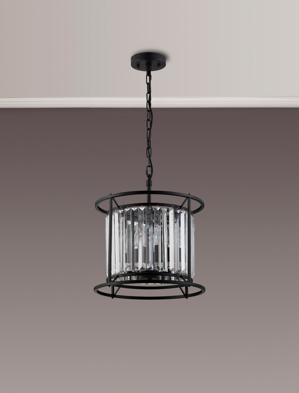 Buckley Pendant / Semi Ceiling Convertible, 3 x E14, Satin Black / Clear