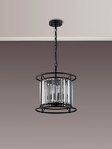 Buckley Pendant / Semi Ceiling Convertible, 3 x E14, Satin Black / Clear