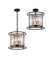 Buckley Pendant / Semi Ceiling Convertible, 3 x E14, Satin Black / Clear