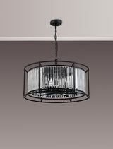 Buckley Pendant / Semi Ceiling Convertible, 8 x E14, Satin Black / Clear
