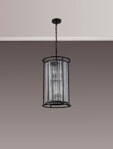 Buckley 2 Tier Pendant, 3+3 x E14, Satin Black / Clear