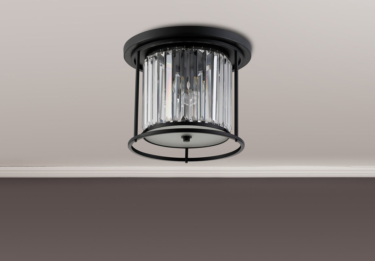 Buckley Ceiling, 3 x E27, Satin Black / Clear