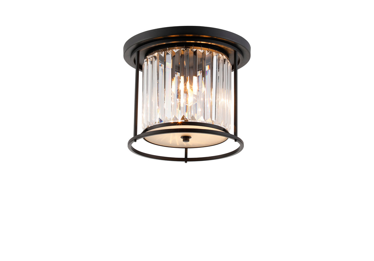 Buckley Ceiling, 3 x E27, Satin Black / Clear